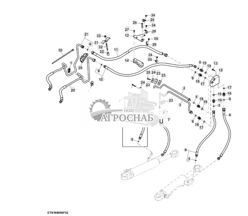 Трубопроводы системы рулевого управления, ACS™, с гидравлическим тормозом прицепа (22) (801463 - 804100) - ST873710 519.jpg
